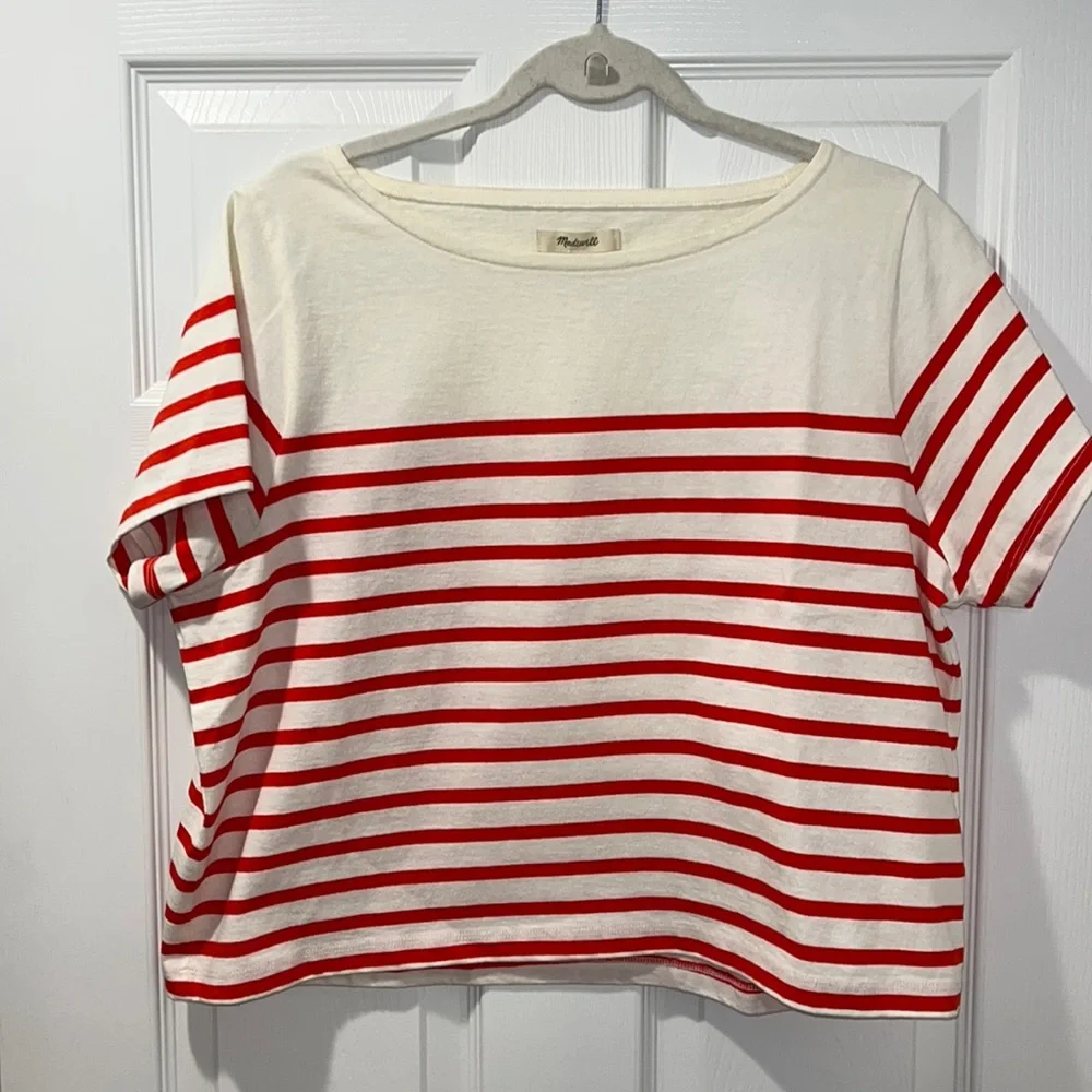 Madewell short sleeve crop T- shirt. Size L - Picture 3 of 8